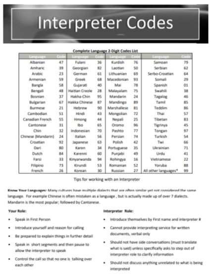 Interpreter Codes